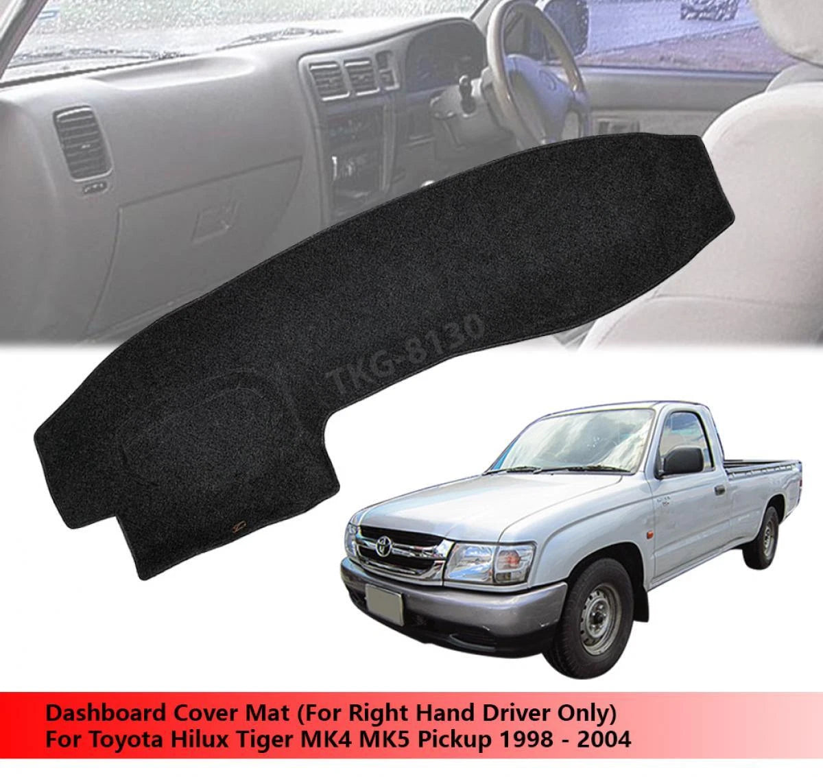 Dashboard Mat Cover for Toyota Hilux MK4 MK5 1998-2004