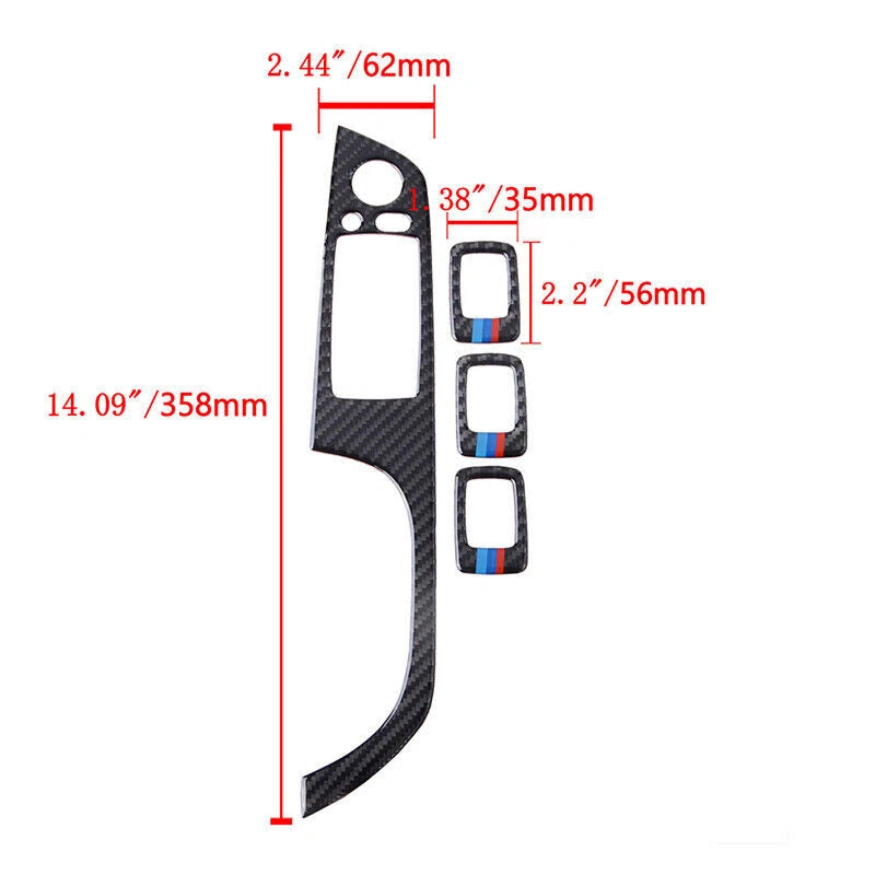Carbon Fiber Window Lift Switch Button Panel Cover for BMW M3 E90 E92 E93