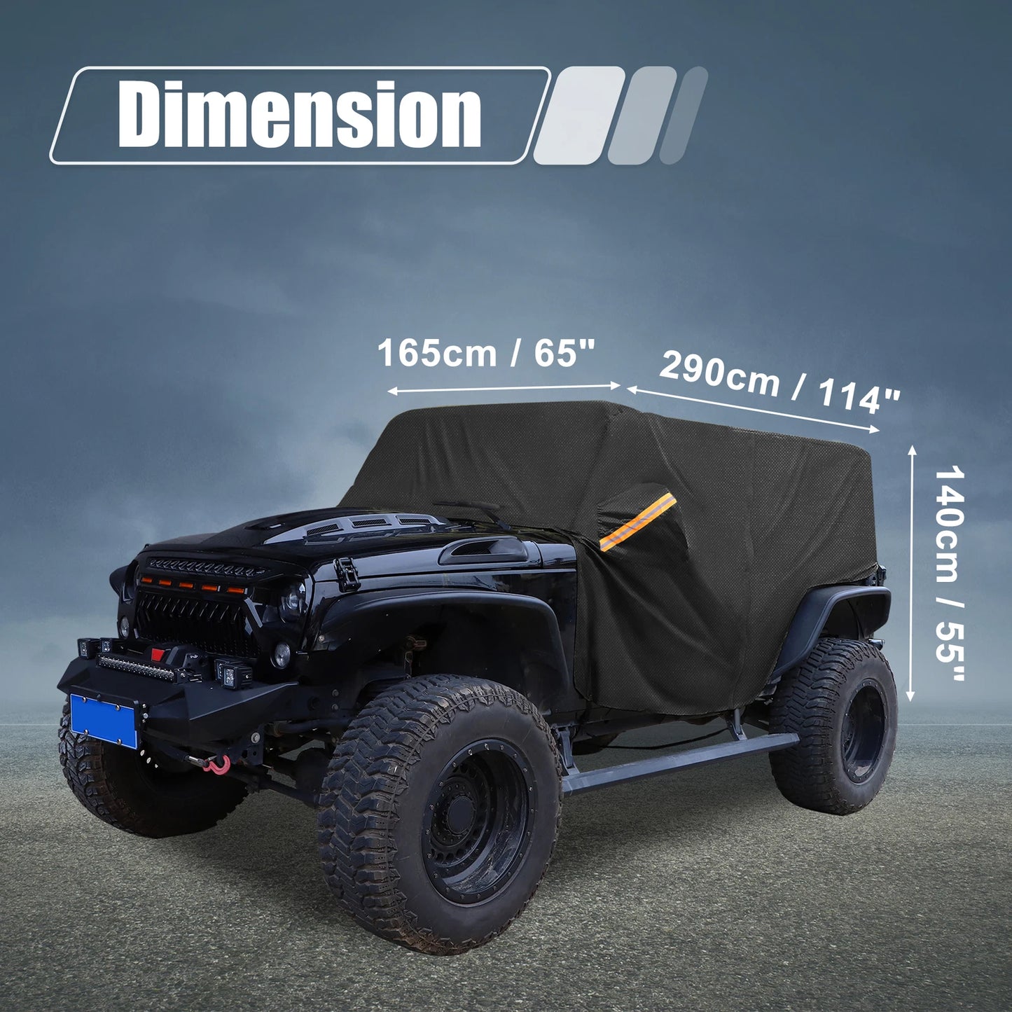 Cab Car Cover for Jeep Wrangler JK JL Hardtop 4 Door 2007-2021 with Zipper