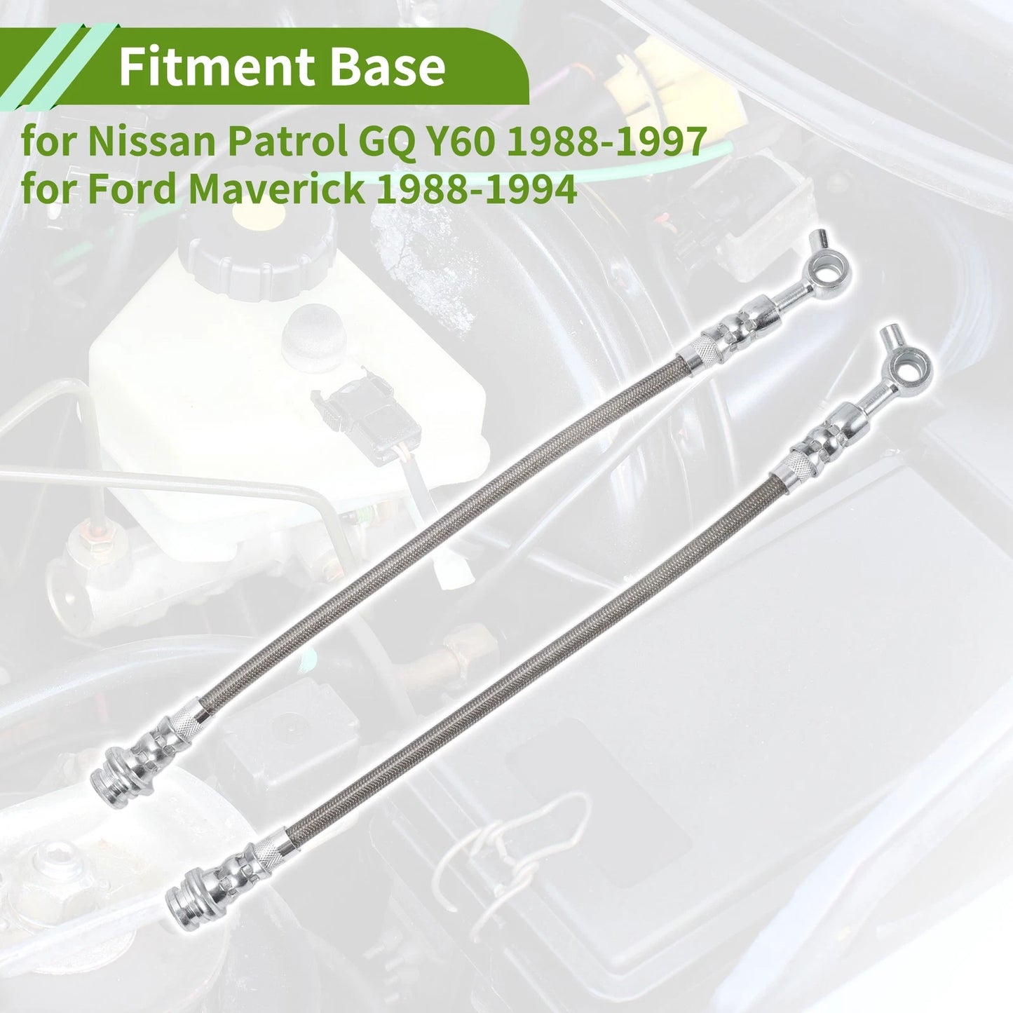 2 x Front Extended Brake Line Hose Kit for Nissan Patrol GQ Y60 (1988-1997)