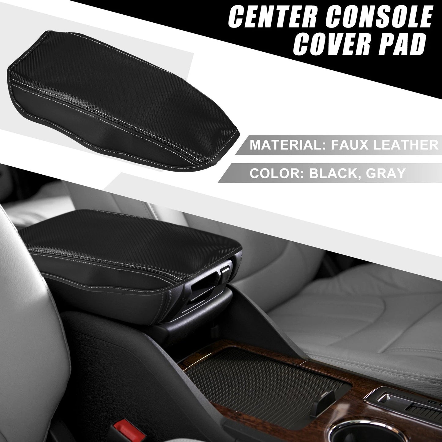 Center Console Pad for Ford Bronco Sport Carbon Fiber Black Gray (2021-2023)