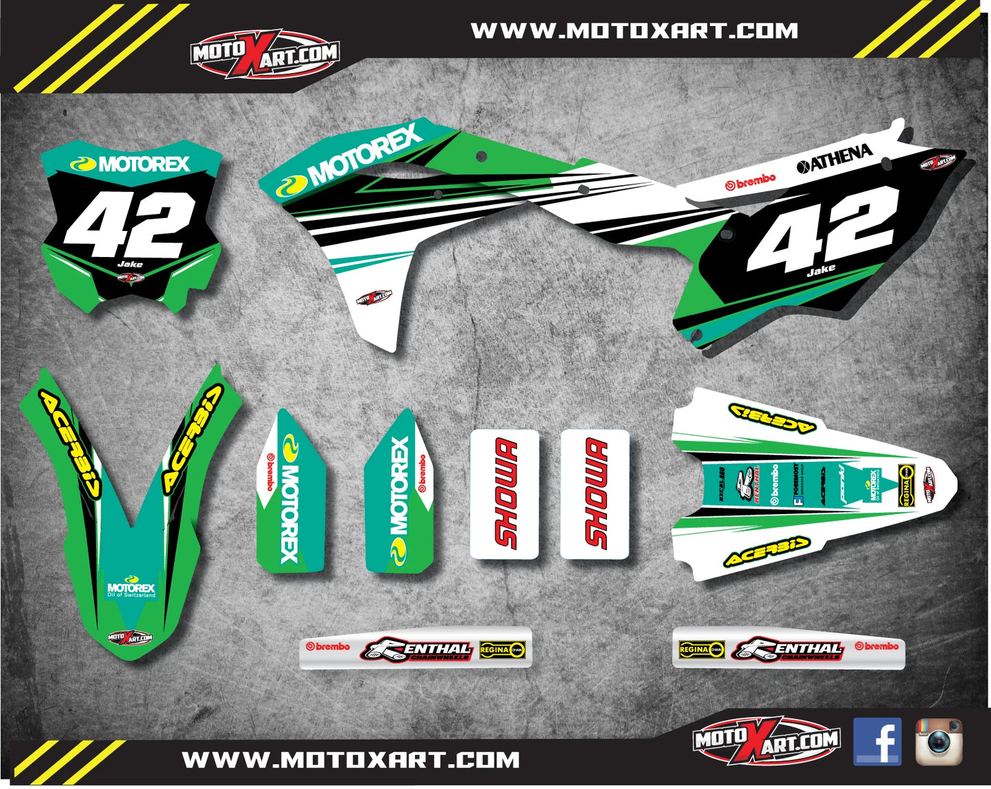 Custom Graphics Full Kit for Kawasaki KXF 250 (2017-2018) STRIKE STYLE