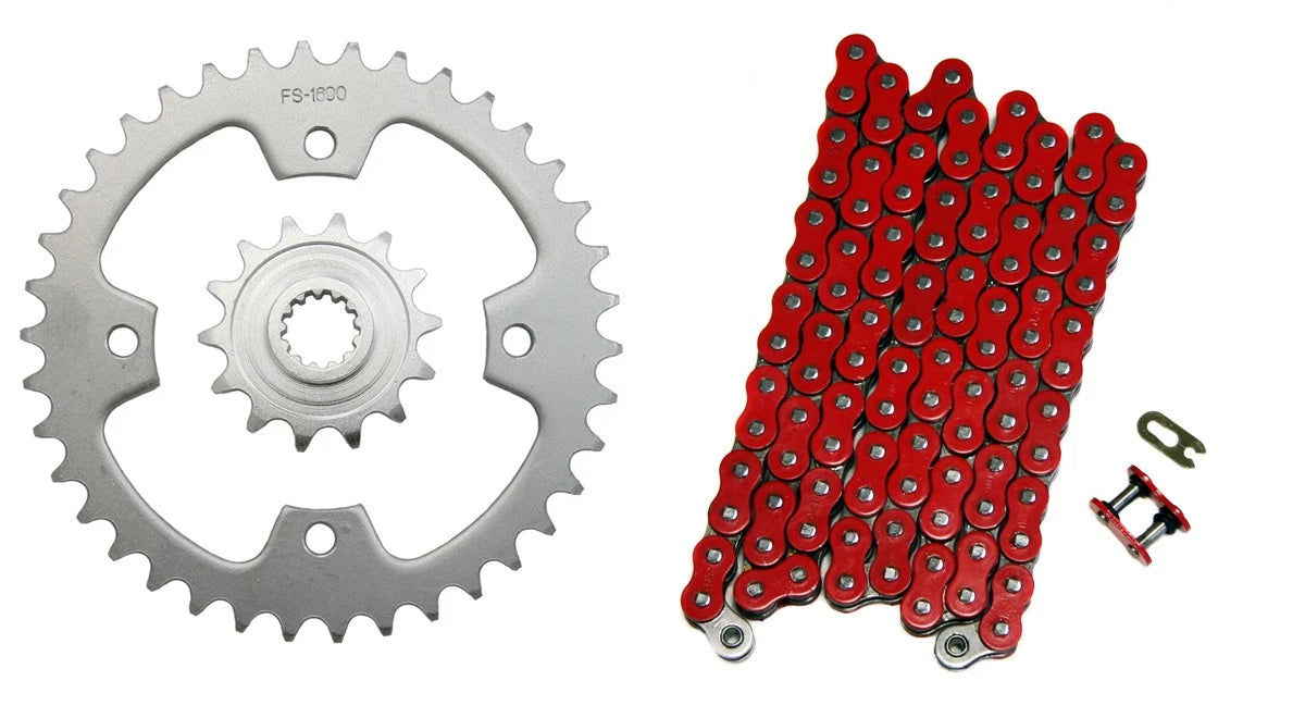 520x94 Red O-Ring Drive Chain & 14/38 Sprockets for Kawasaki KFX450R (2008–2014)