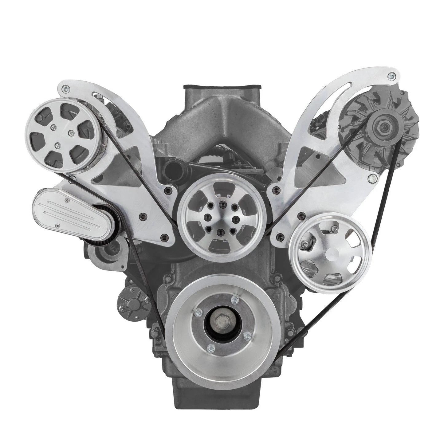 Aluminum Complete Serpentine Engine Pulley Kit for Chevy GM LS1 LS2 LS3 LS6