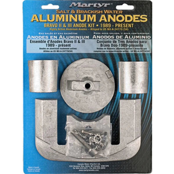Anode Alloy Kit for Mercury Bravo Gen 2/3 Bravo2 1989+/Bravo3 1989-2003