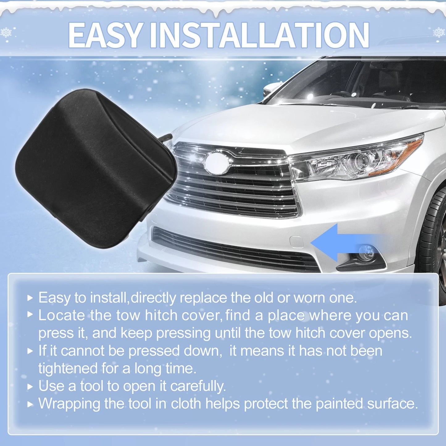 Left Front Tow Hook Cover for Toyota Highlander (2014-2016)