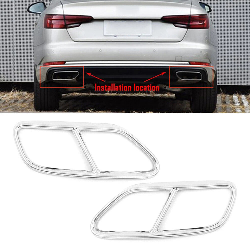 Car Rear Exhaust Muffler Tail Pipe Cover Trim for Audi A4 B9 (2019)