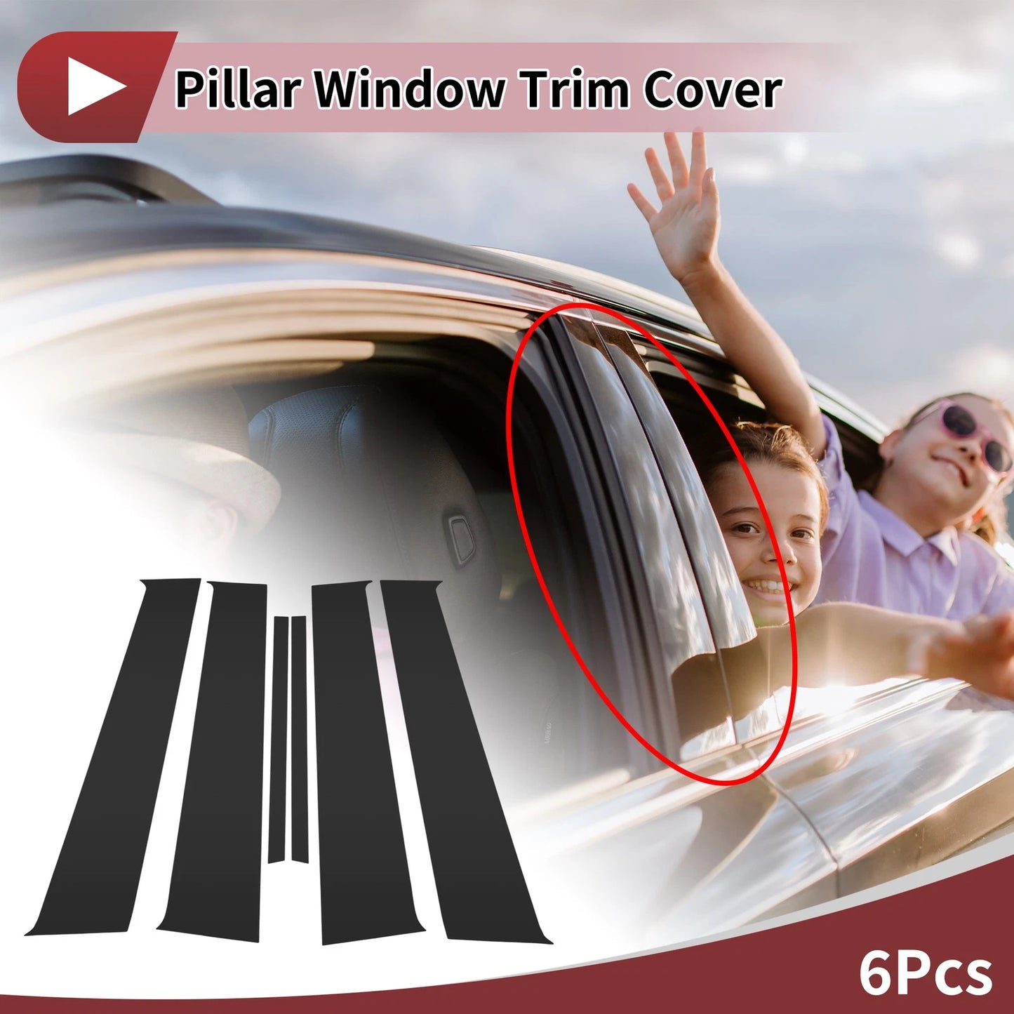 Door Pillar Window Trim for Nissan March (2010-2015) Black Front Rear