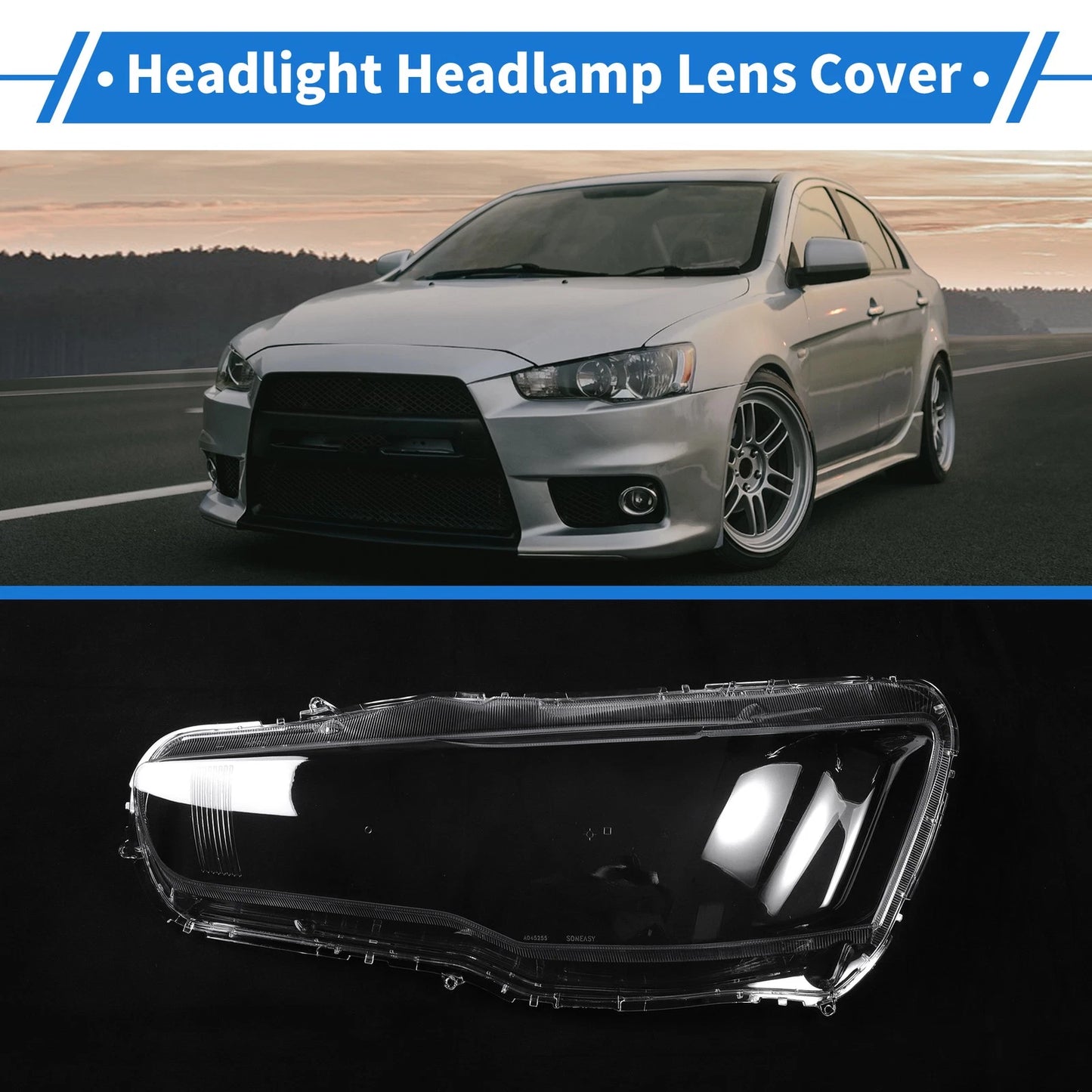 1 x Front Left Headlight Lens Cover for Mitsubishi Lancer (2008-2016)