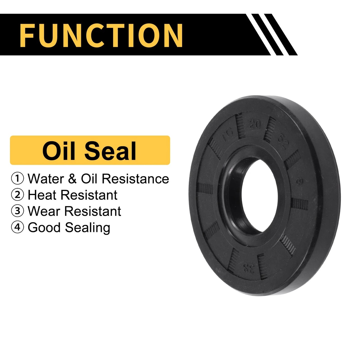 Oil Seal Rotary Shaft Seal NBR Rubber 25x52x8mm Black 5 Pcs