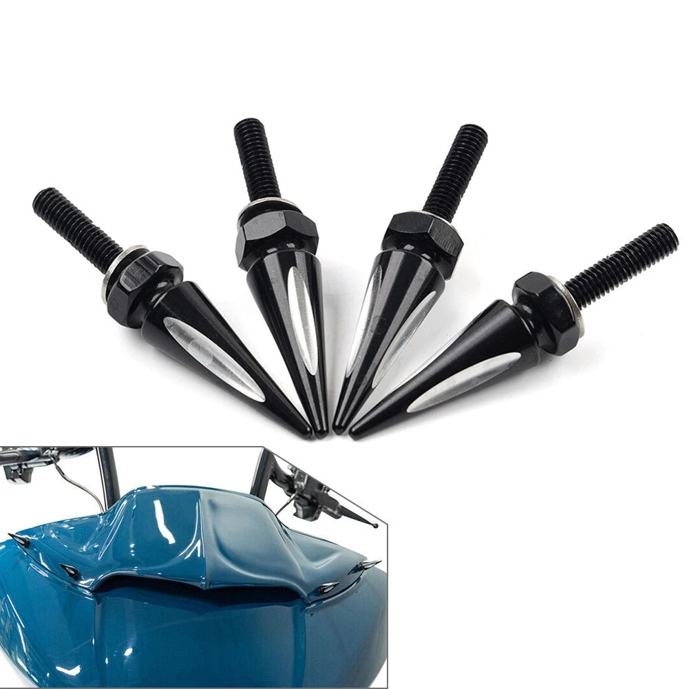 Windshield Spike Bolts for Harley Road Glide 2015-2023 Aluminum Black/White 4x