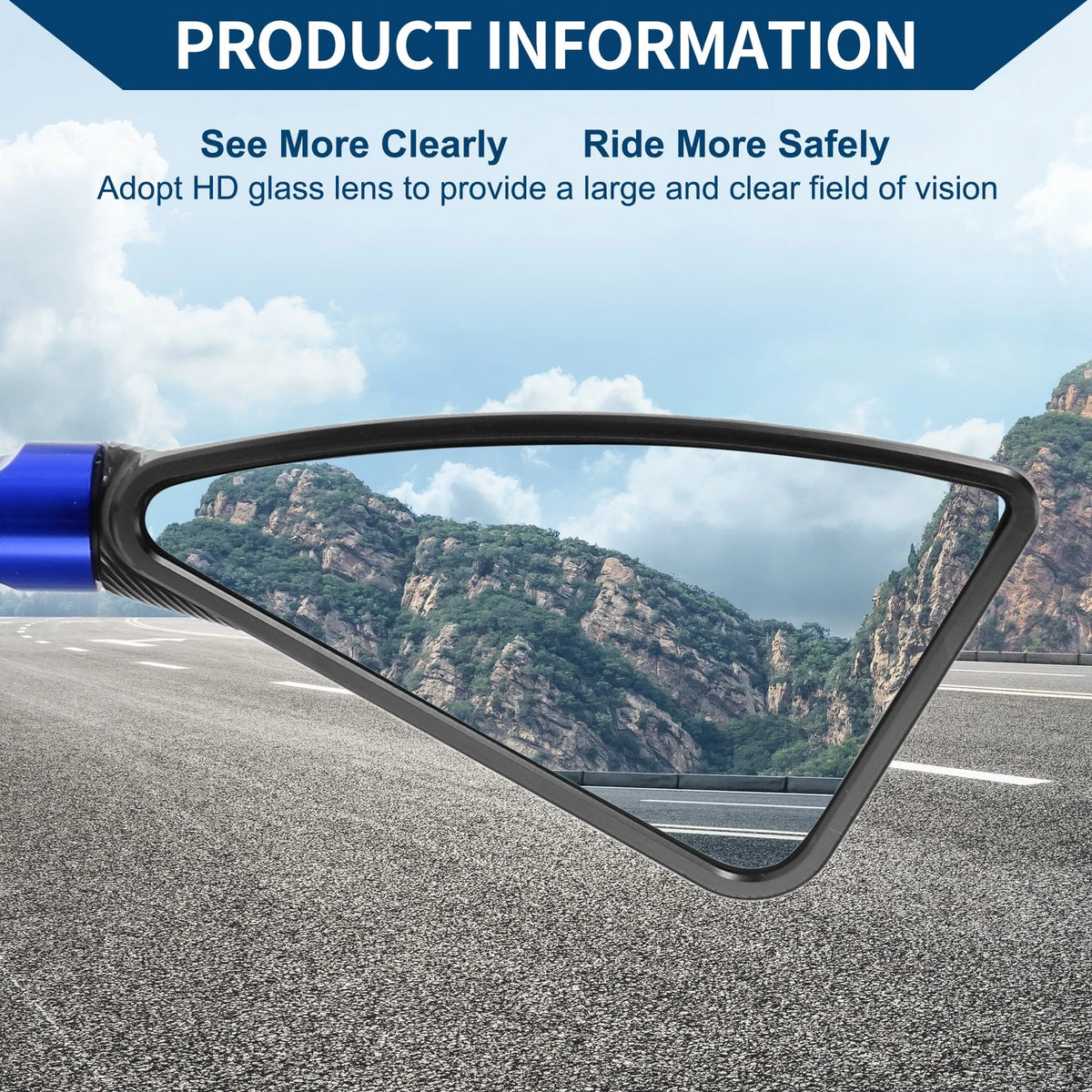 Rear View Mirrors / M8/M10 / Triangle Shape Black Blue Aluminum Alloy for M8/M10