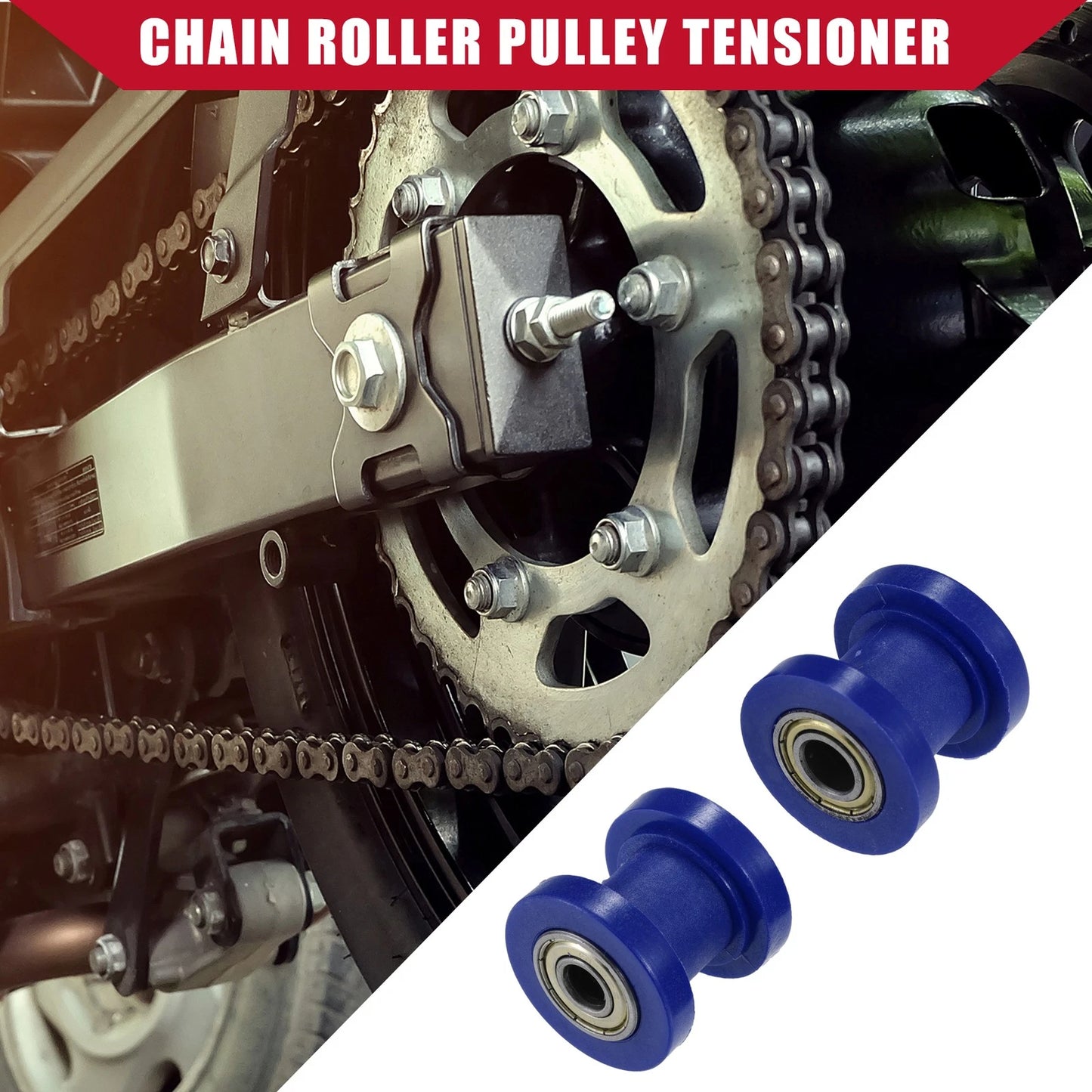 Chain Roller Pulley Tensioner 2 x 8mm 10mm for Motorcycle Mini Bike Blue