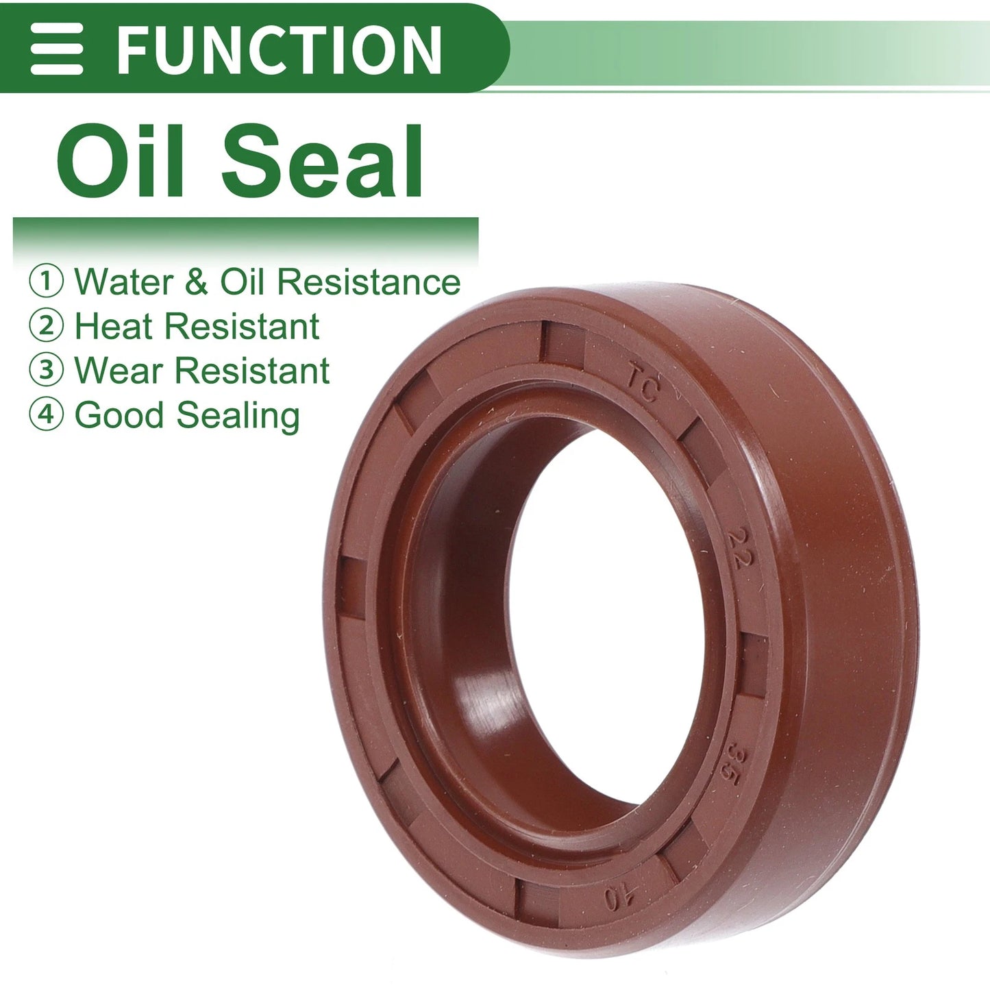 Oil Seal 22x35x10mm 5 Pcs Rotary Shaft Seal FKM Rubber Brown