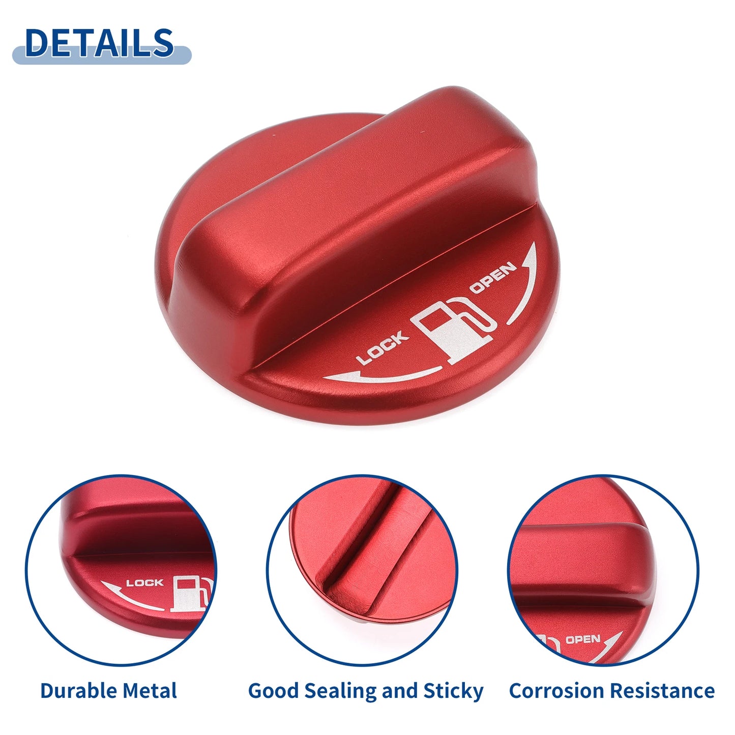 Metal Gas Fuel Tank Cap Cover Sticker Red for Toyota Hiace 200 Series (2019-2023)