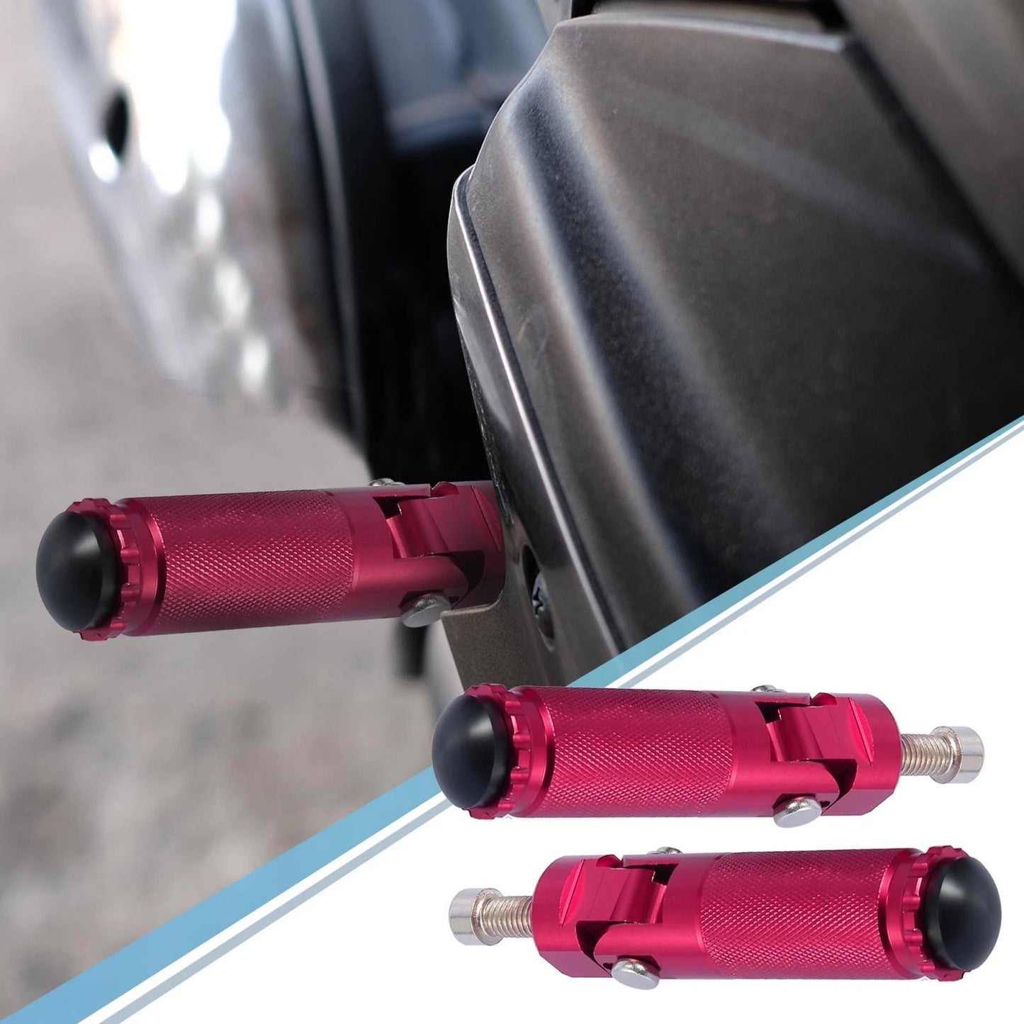 1 Pair 8mm Aluminum Alloy Motorcycle Rearset Fold Footrest Footpeg Red
