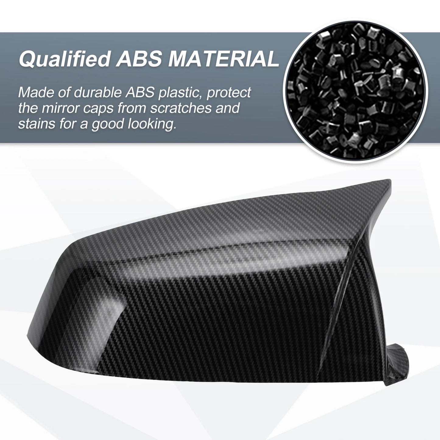 Rearview Mirror Cover Cap 2 x Black Carbon Fiber for BMW E60 E61 F10 F11 E63