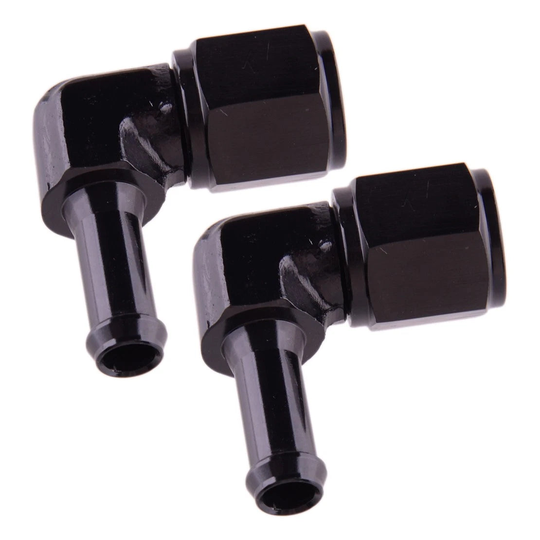 6AN Female to 3/8 & 5/16 Barb Fitting Adapter 90�� Swivel Aluminum Skid