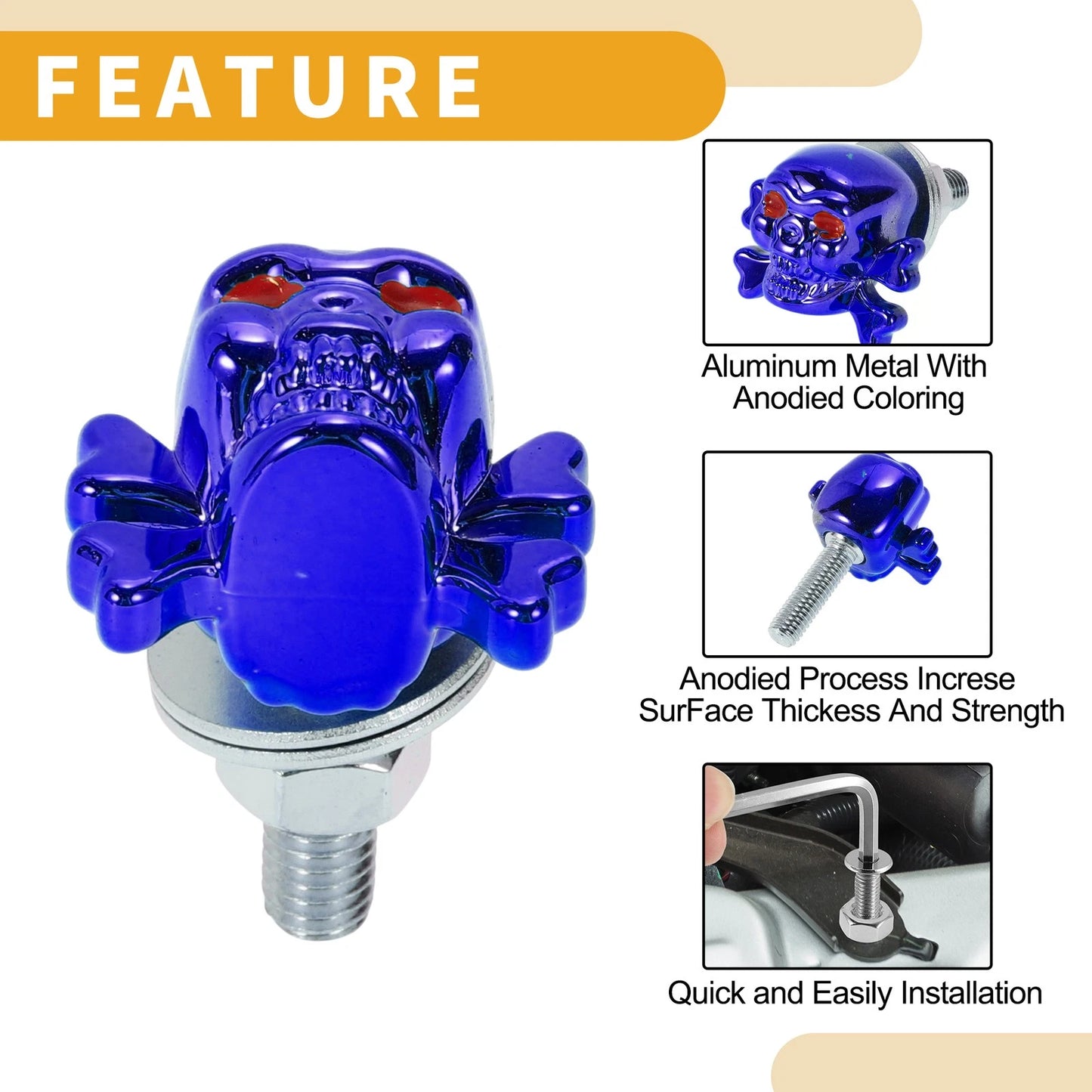 License Plate Screws Cover 38mm Blue 4Pcs for Universal Motorcycle M6