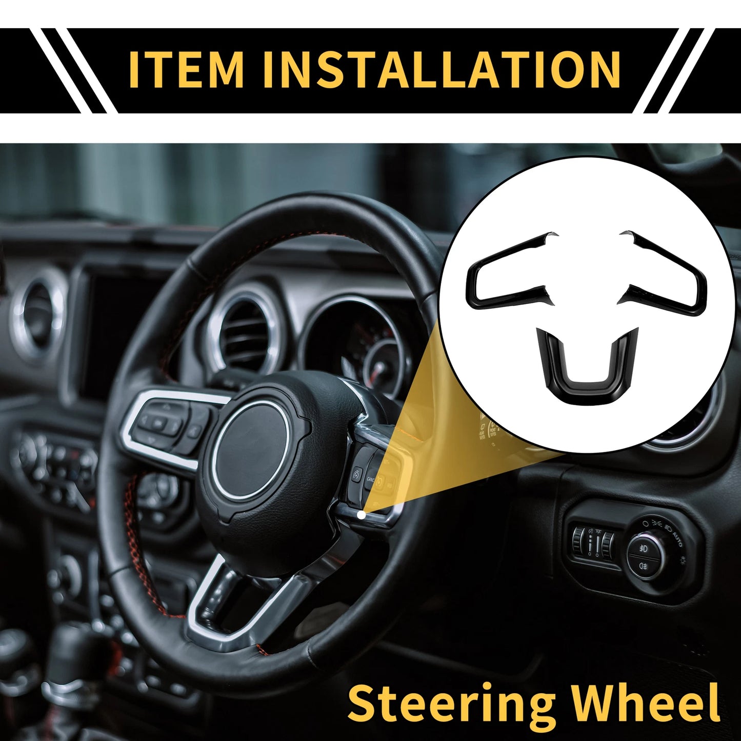 Steering Wheel Cover Trims for Jeep Wrangler JL JLU (2018-2024)