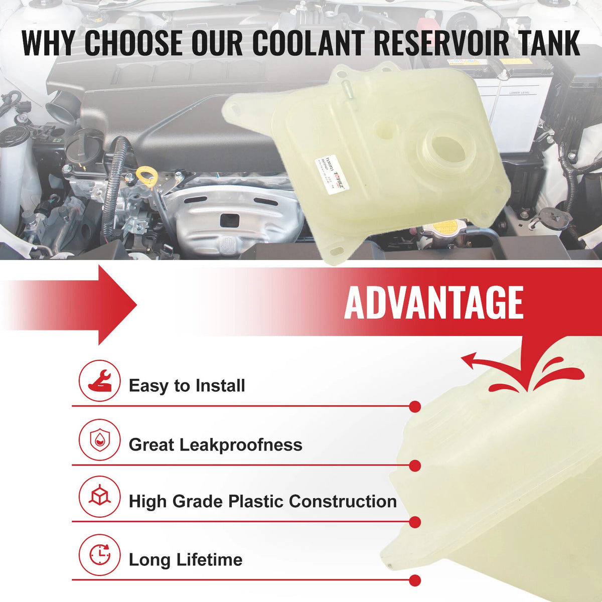 Expansion Coolant Tank for Audi 80 100 1.8 2.1 2.2 Turbo (1982-1991)