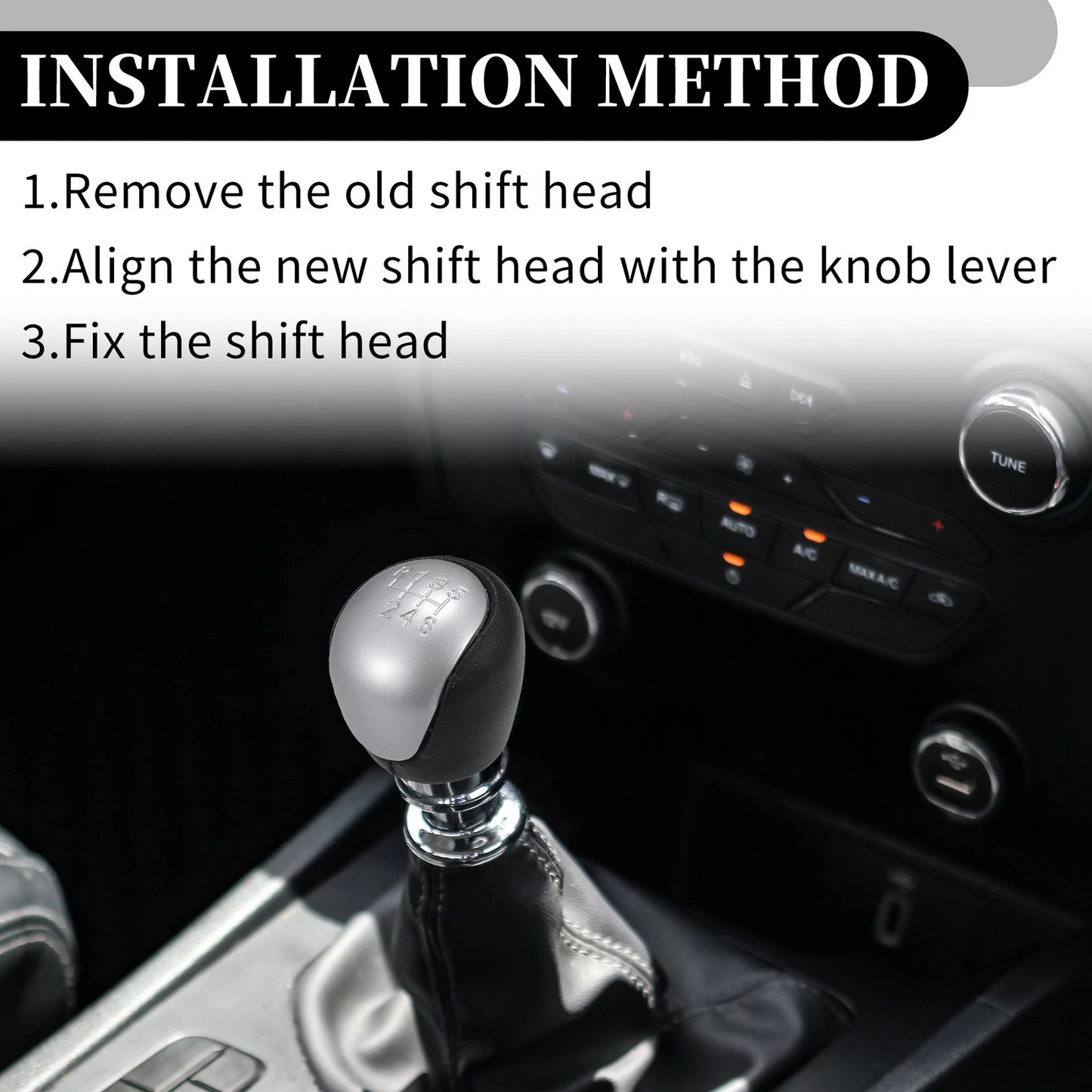 6 Speed Manual Gear Shift Knob for Hyundai IX35 (2009-2015) - Faux Leather Black