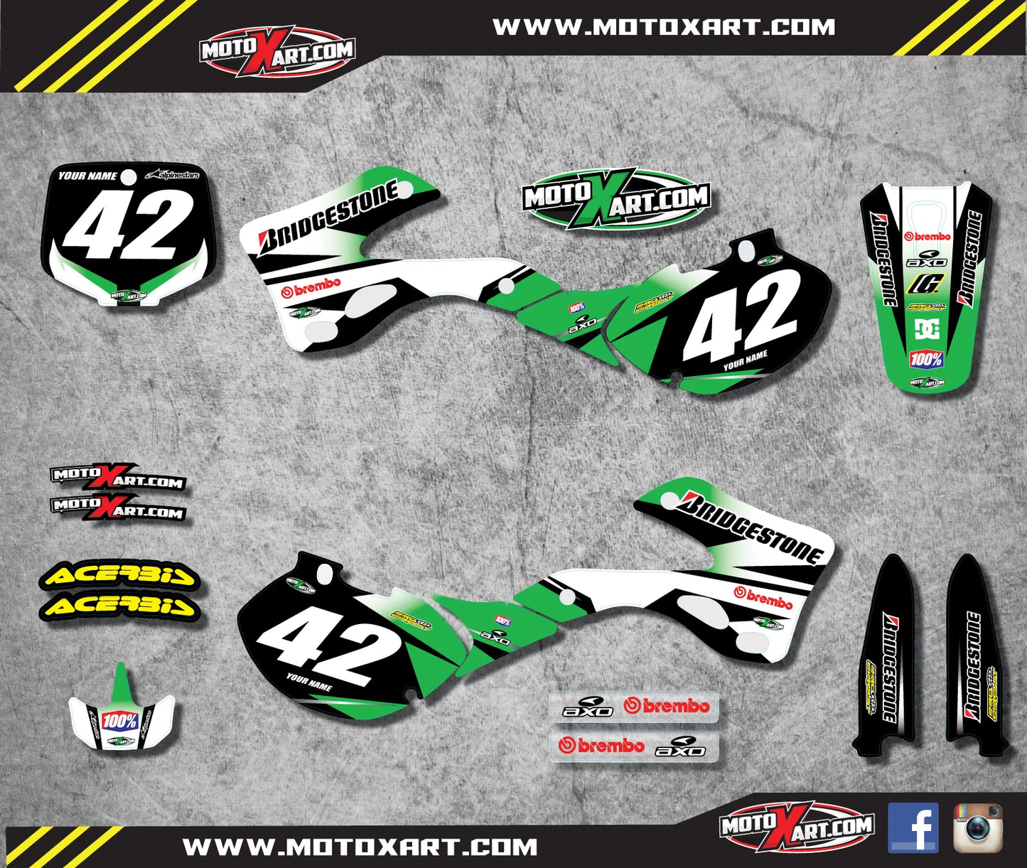Full Graphics Kit Decals for KX 125/250 (1999-2002)