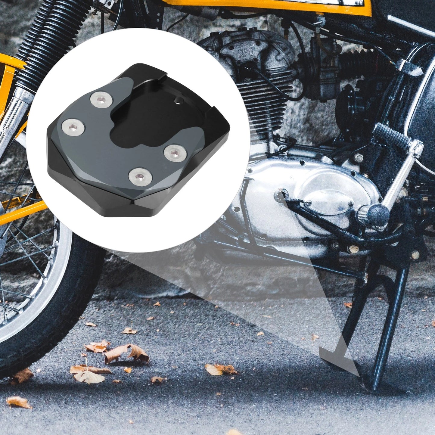 Set Kickstand Stand Pad Black Titanium Tone for Yamaha YZF-R15