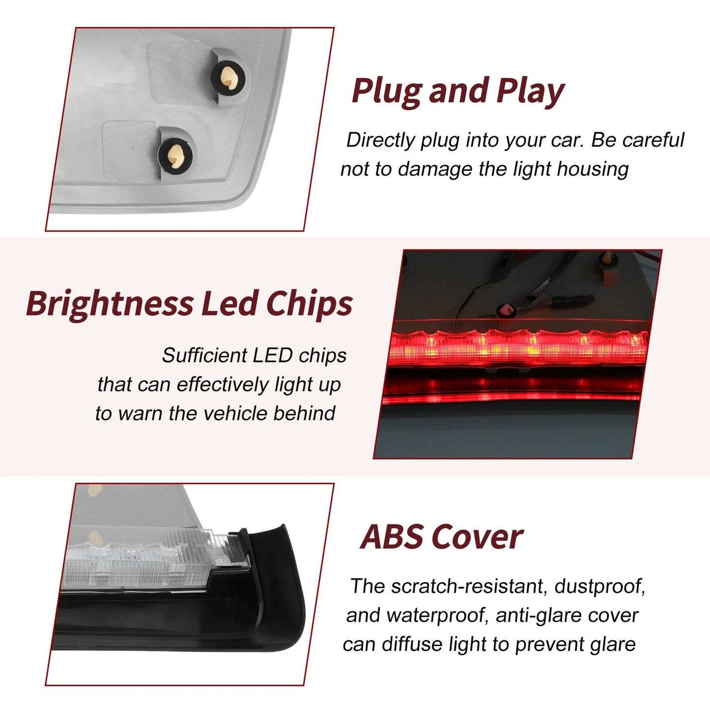 Red High Mounted LED Third Brake Light for BMW 3 Series (2012-2019)