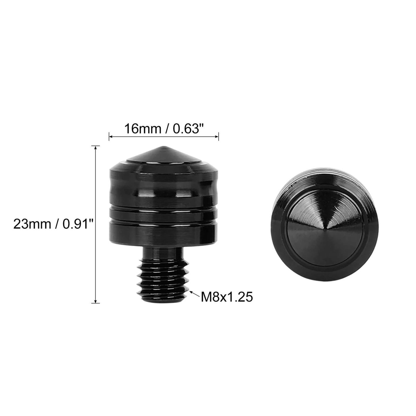 2 x 8mm Mirror Hole Plugs Screw Black Universal for Motorbike Motorcycle