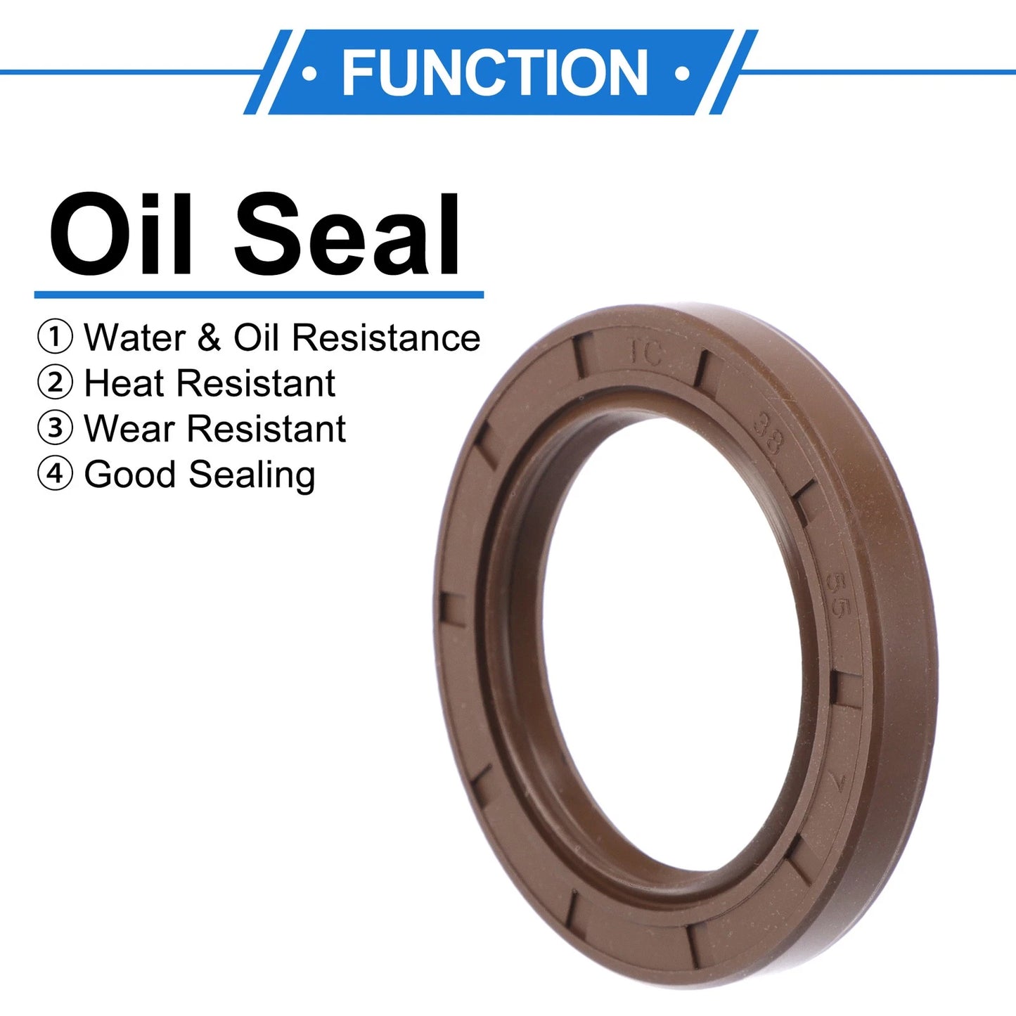 Oil Seal 2 x Seal Ring Rotary Shaft Seal FKM 38x55x7mm Brown for Make Model