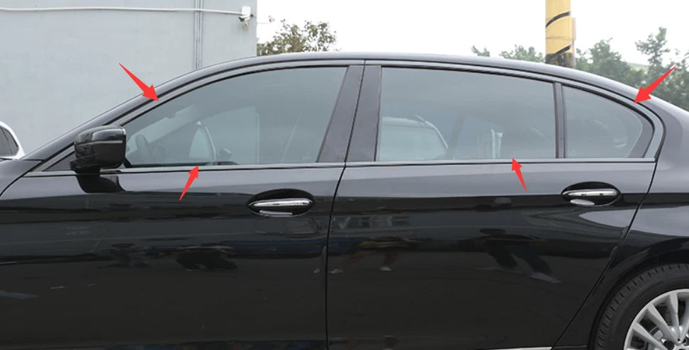 Window Side Molding Frame Black Steel Cover Trim for BMW 5 Series (2011-2017)