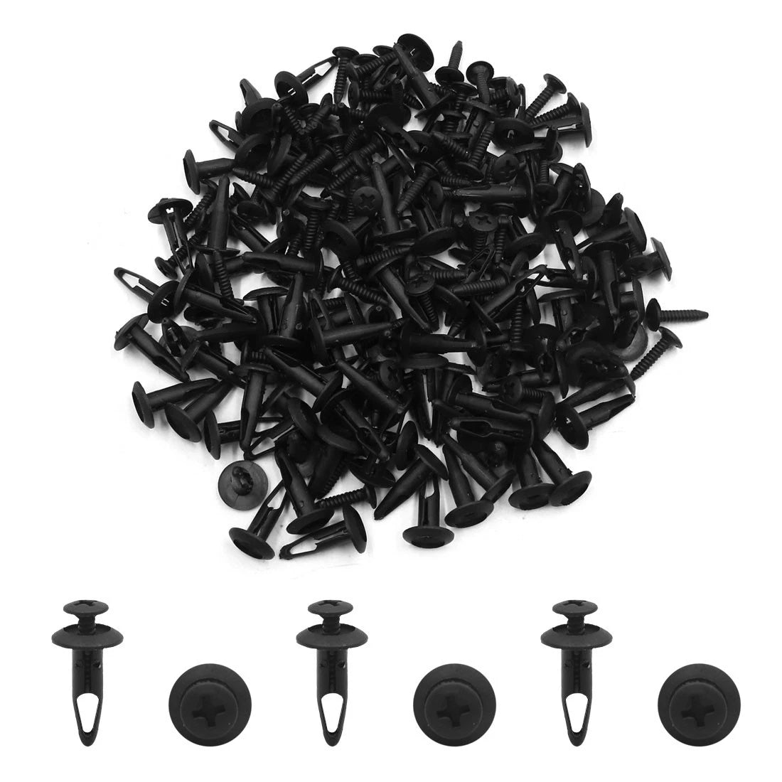 100 Pcs Black Plastic 6.5mm Hole Car Push Rivets for Ford Mondeo (2000-2007)
