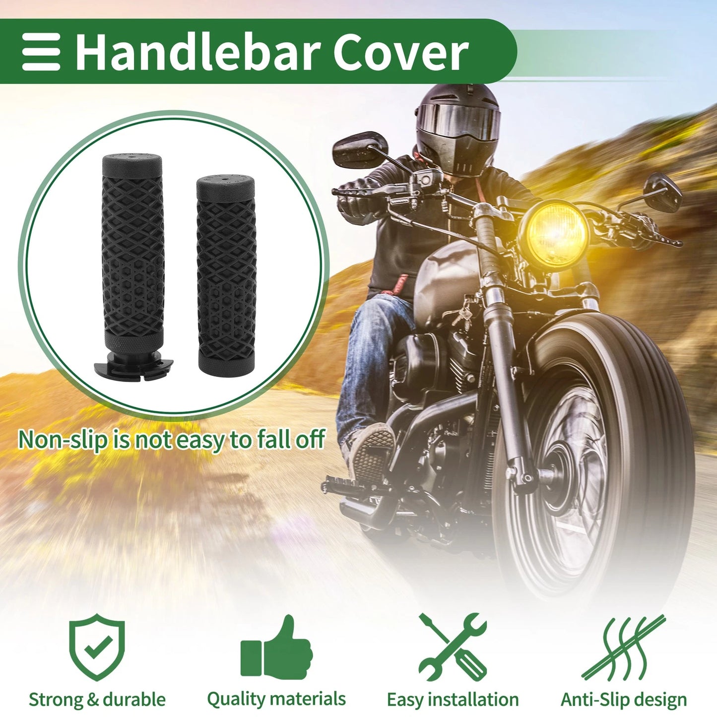 7/8 22mm Hand Grips Cover TPU Black for Motorcycle