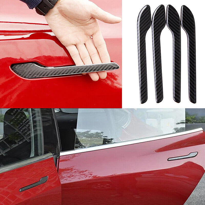 Car Door Handle Stickers for Tesla Model 3/Y Carbon Fiber Scratch-Resistant