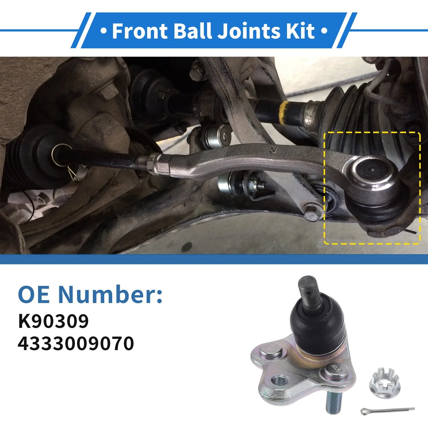 2 x Front Lower Ball Joints for Toyota Corolla (1996-2002)
