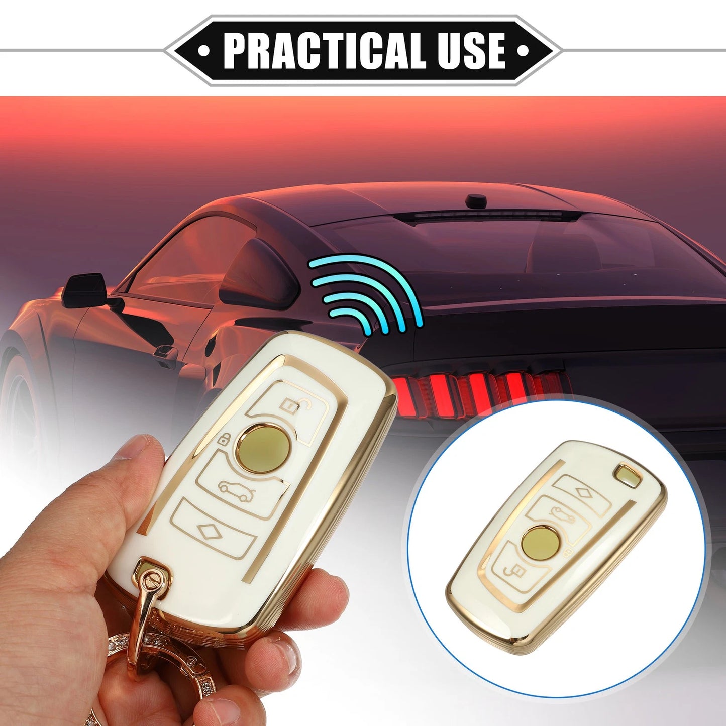 4 x Button Key Fob Shell Cover with Keychain for BMW X1 X2 X3 X5 X6 (2010-2023)