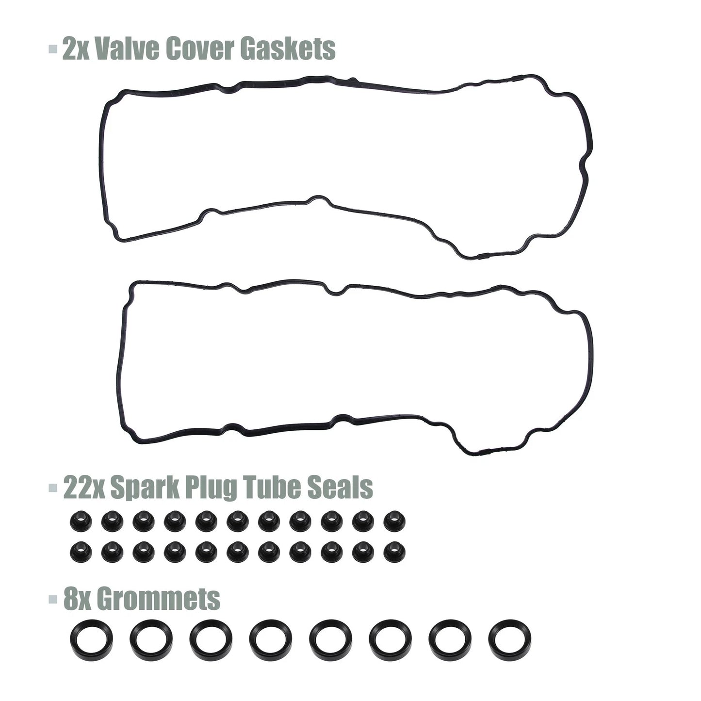 Engine Valve Cover Gaskets Seals for Ford Explorer 2013-2019 (2 x Black)