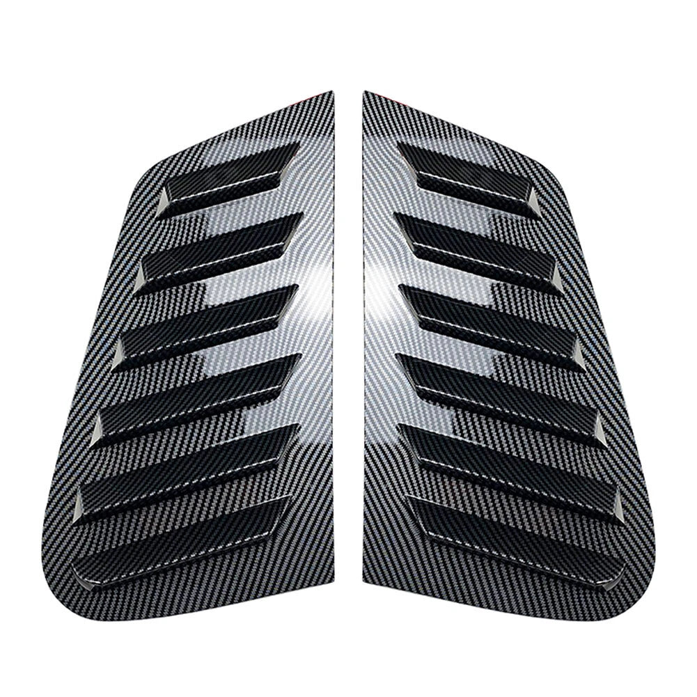 Rear Window Louver Vent Cover Trim for VW Polo 2001-2009 Carbon Fiber Black