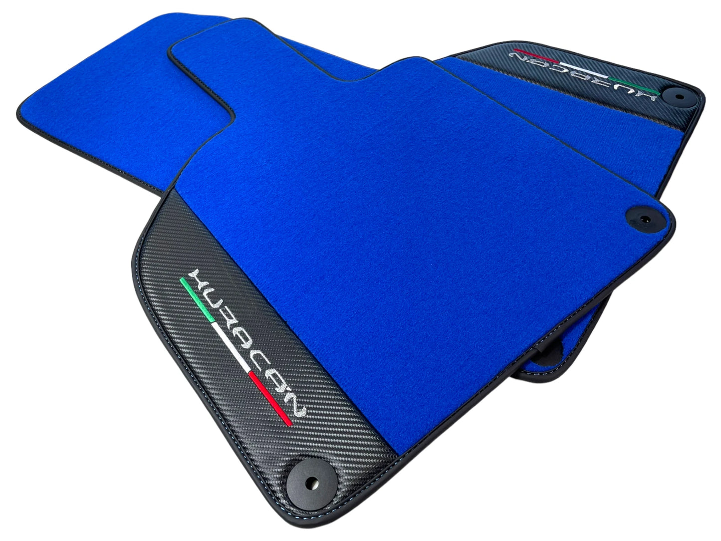 Blue Floor Mats for Lamborghini Huracan (2014-2023) - Carbon Fiber Leather