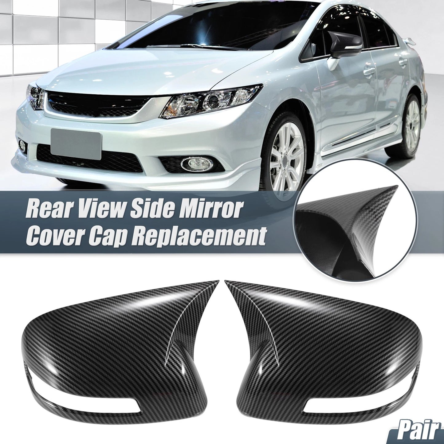 Rearview Mirror Cover Overlay Carbon Fiber for Honda Civic (2012-2015)