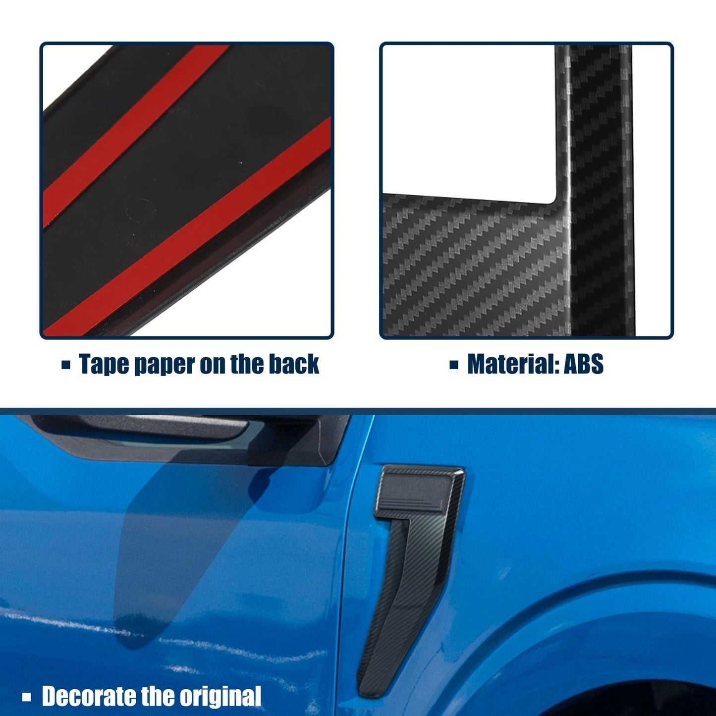 Carbon Fiber Side Vent Fender Badge Covers for Ford F150 (2021-2022)