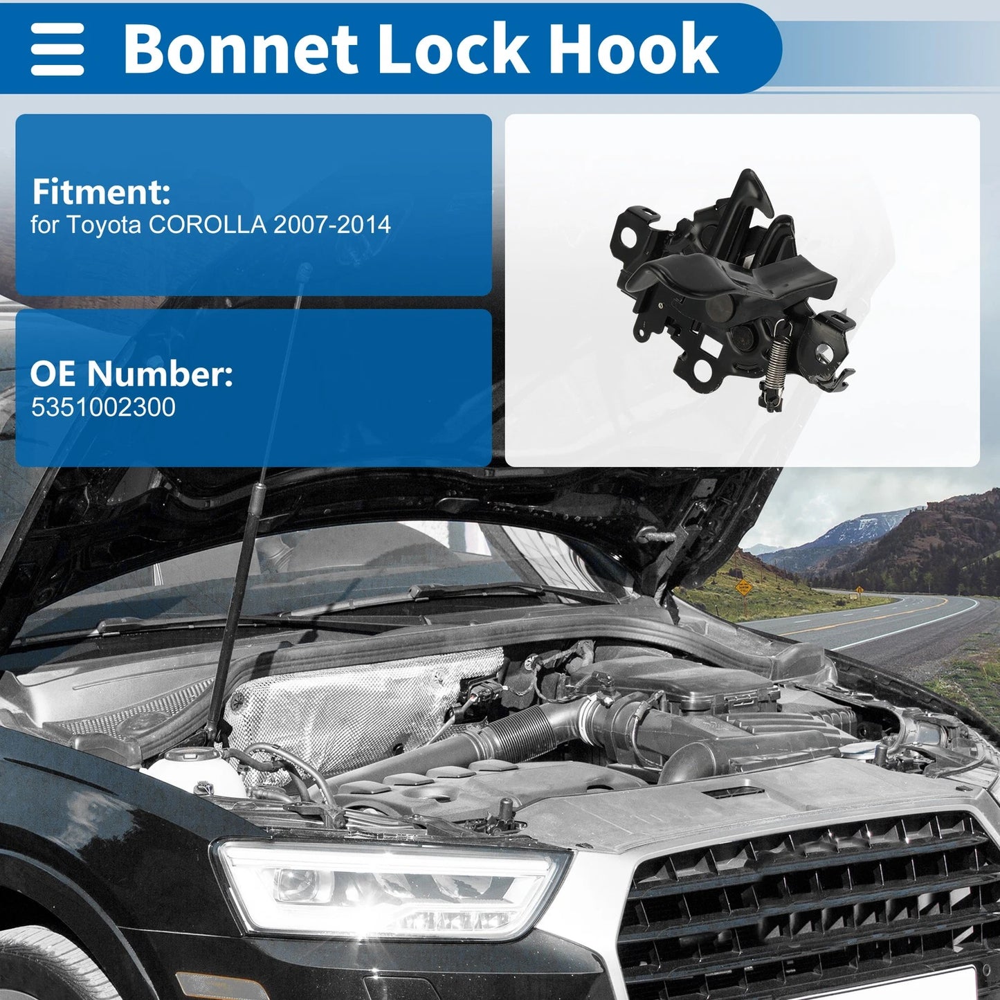 Bonnet Latch Assembly for Toyota Corolla (2007-2014) 1 x Unit