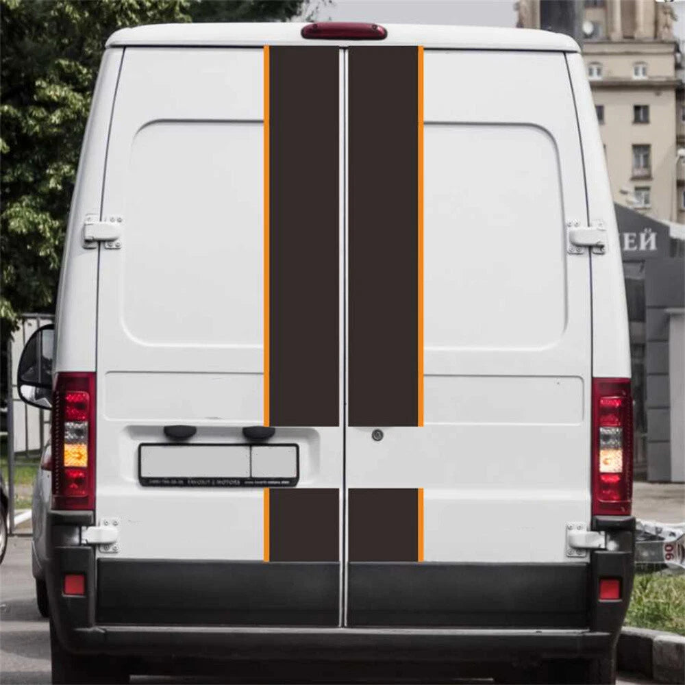 Racing Stripe Vinyl Sticker for Car Truck Black & Orange