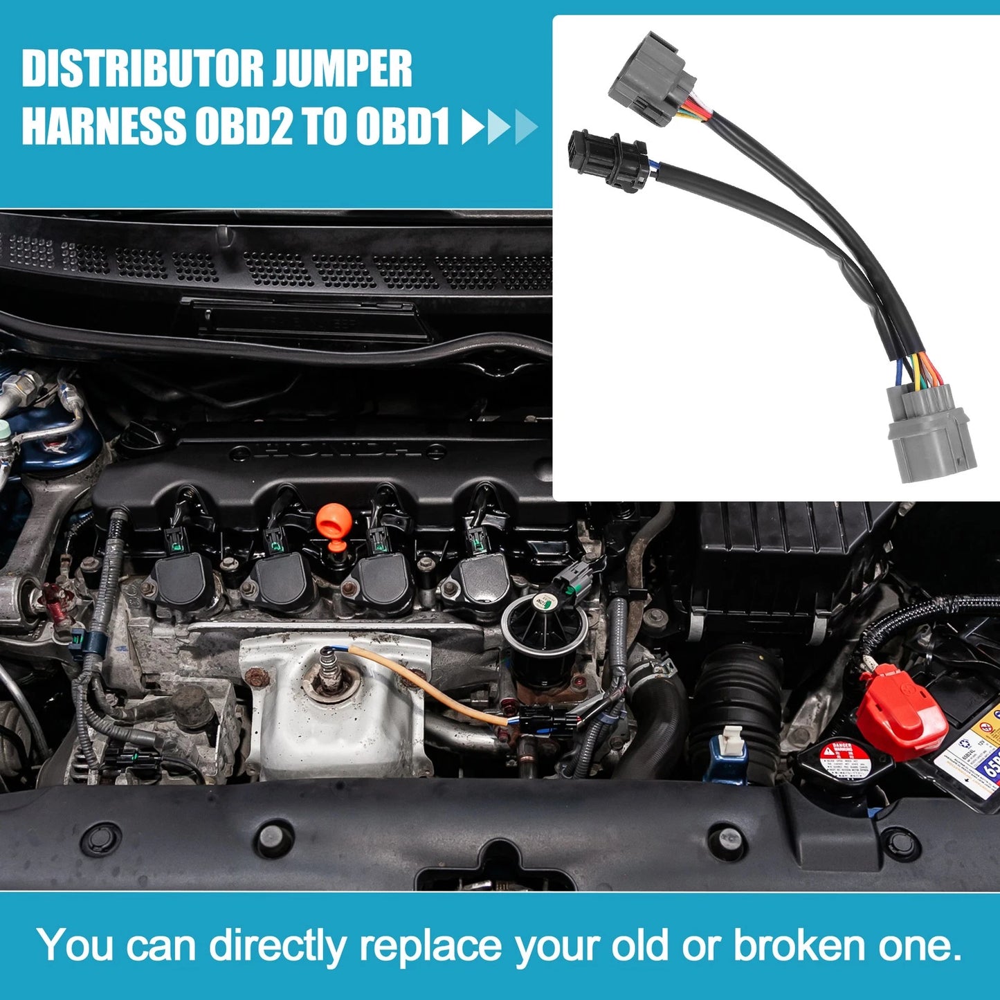 10 Pin OBD2 to OBD1 Distributor Adapter for Honda Civic (1996-1998)