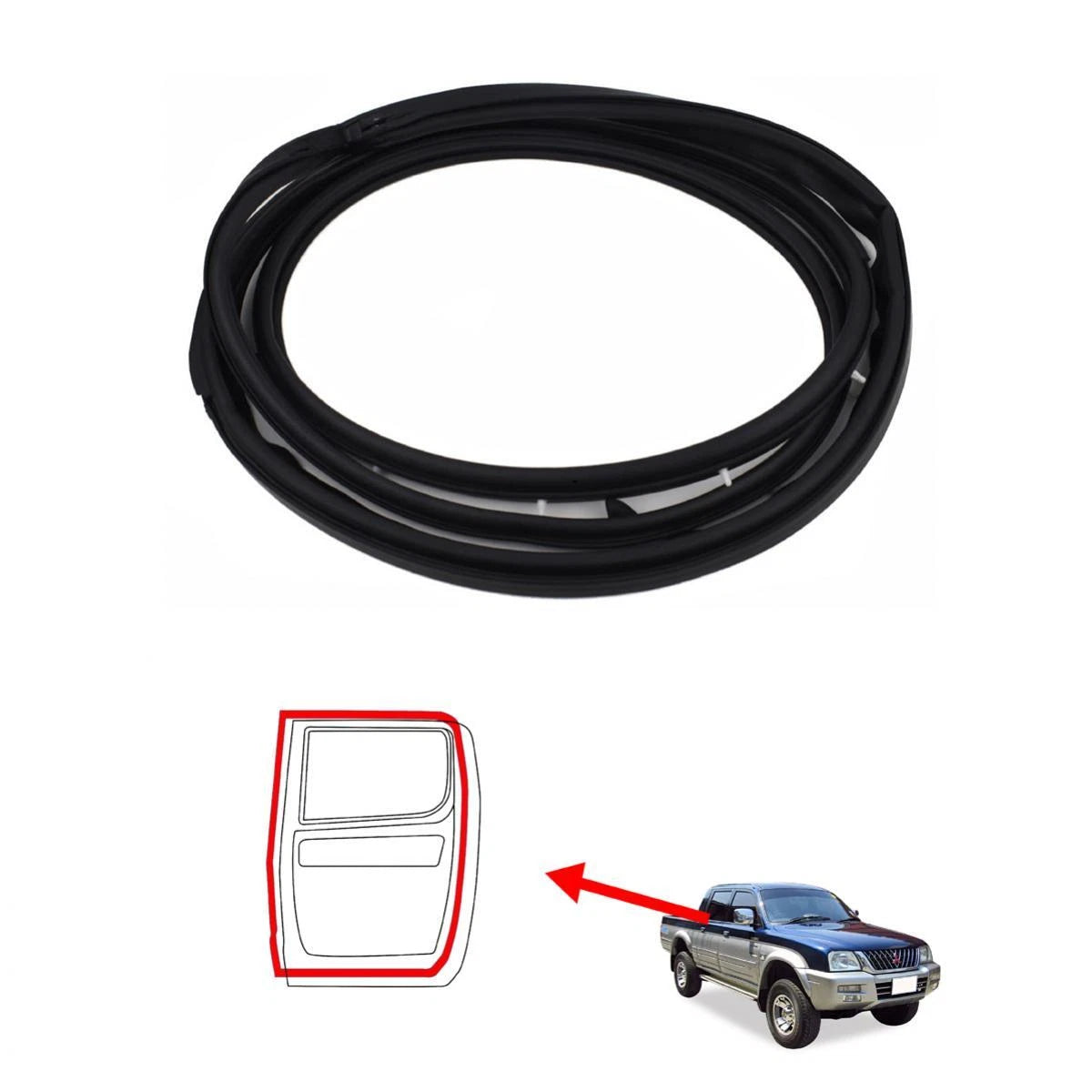 Rubber Seal Weatherstrip Rear RH Fits Mitsubishi Triton 4-Door Truck 1996-05 D09