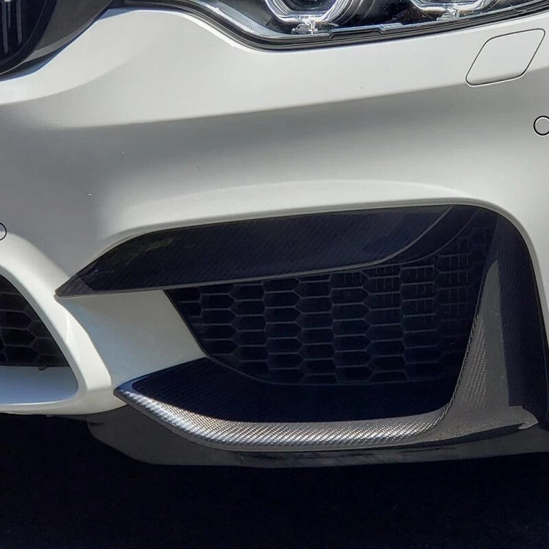 Carbon Black Front Bumper Upper Vent Cover & Lower Splitters for BMW F80 M3 F82 M4 (2012-2019)