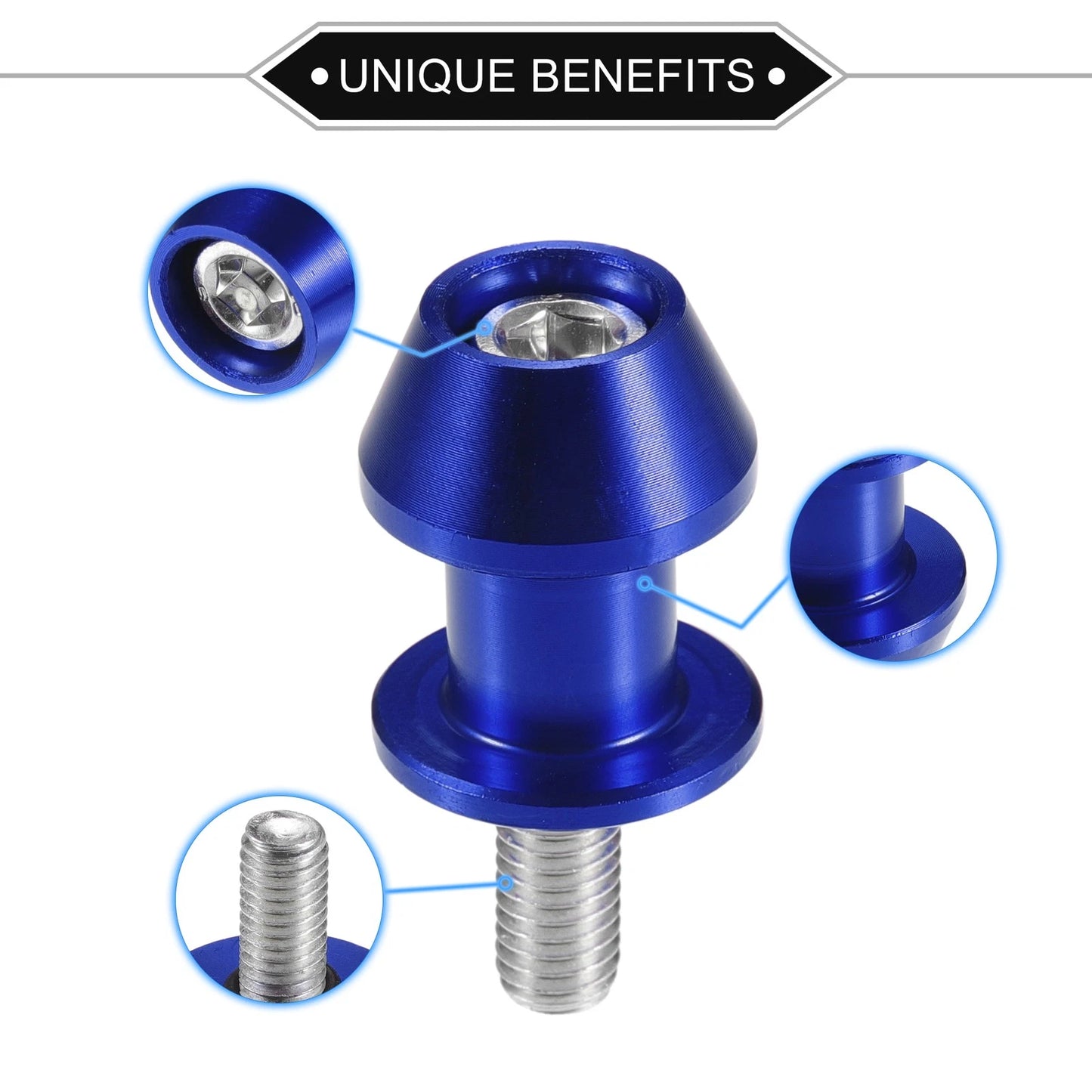 Pair Motorbike Swingarm Spools 8mm CNC Swing Arm Spools Sliders Blue for Bike