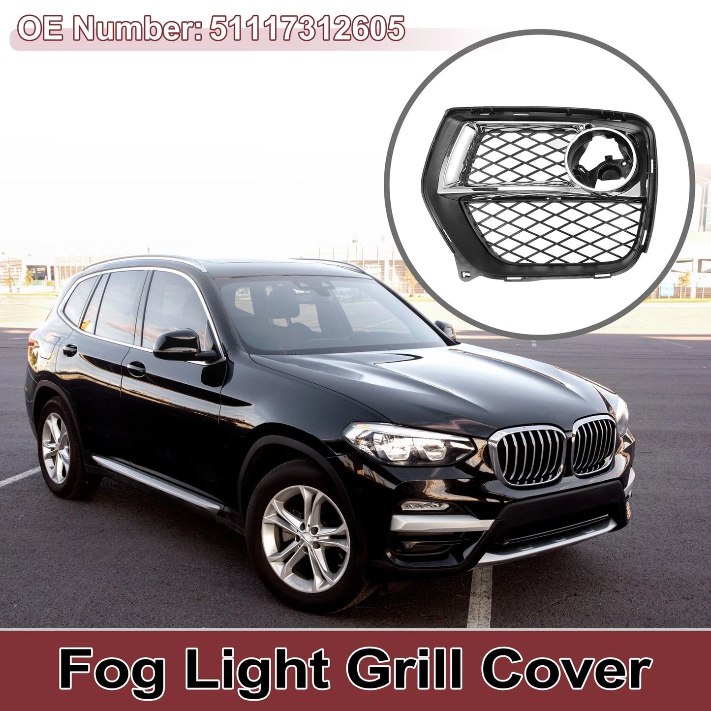 1 Pc Front Left Fog Light Grill for BMW X6 (2012-2014)