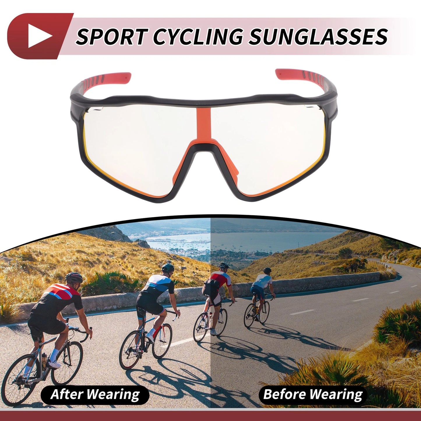 Goggles Motorcycle Red Lens Black Frame Triacetyl Cellulos for Motorcycle